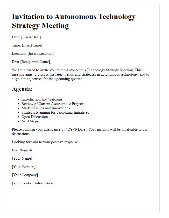 Letter template of autonomous technology strategy meeting