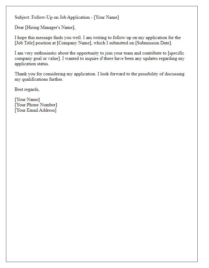 Letter template of follow-up on job application status