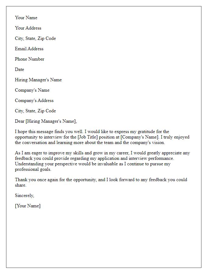 Letter template of polite request for job application feedback