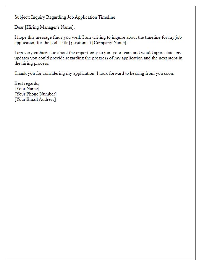 Letter template of seeking clarity on job application timeline