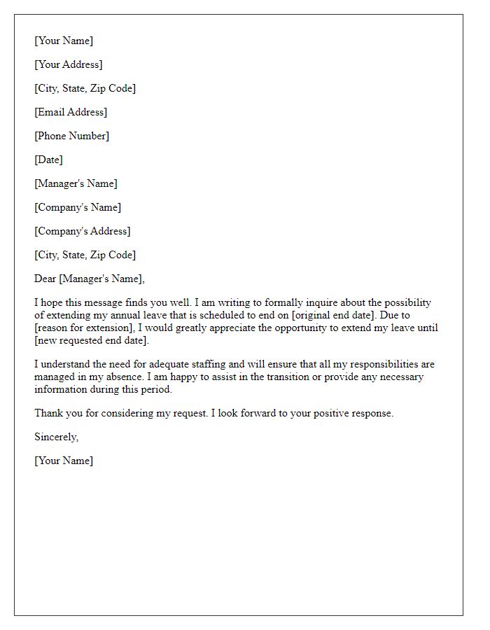 Letter template of inquiry about annual leave extension