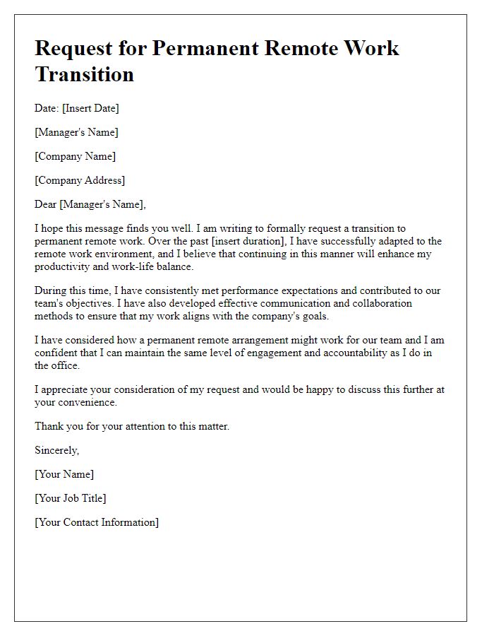 Letter template of request for permanent remote work transition