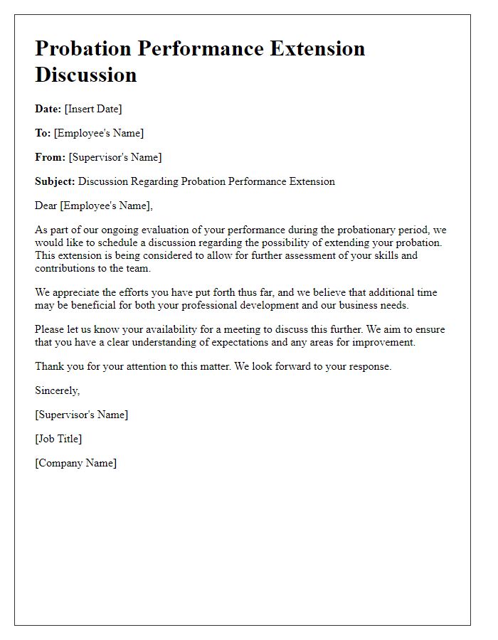 Letter template of Probation Performance Extension Discussion