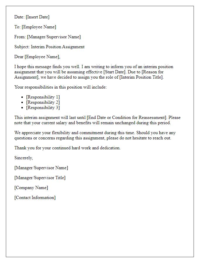 Letter template of interim position assignment communication.