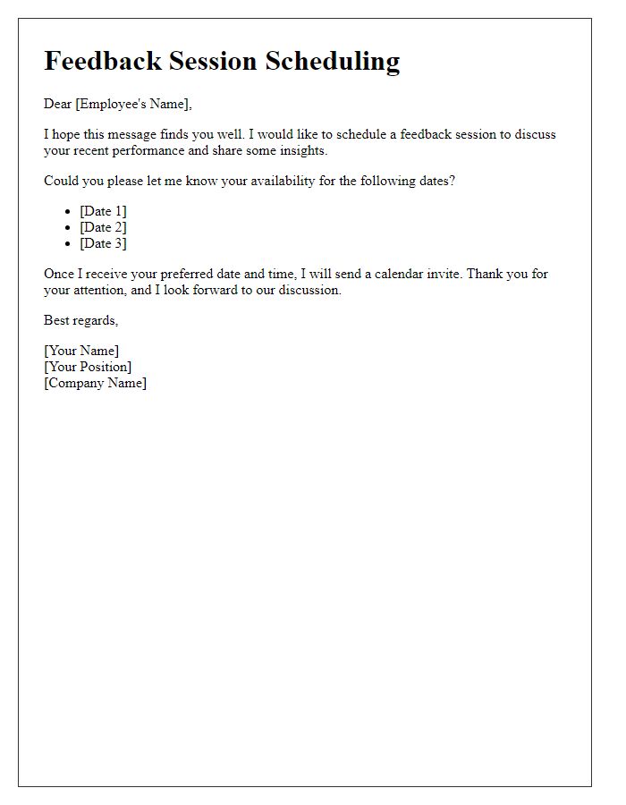 Letter template of feedback session scheduling