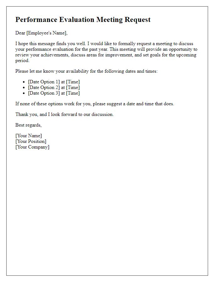 Letter template of performance evaluation meeting request