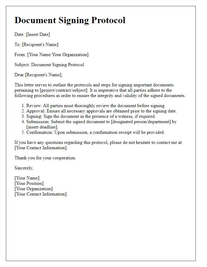 Letter template of Document Signing Protocol