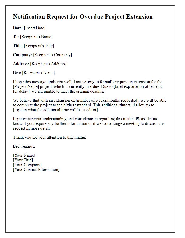 Letter template of Notification Request for Overdue Project Extension