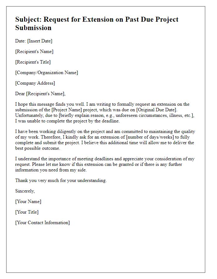 Letter template of Seeking Extension for Past Due Project Submission