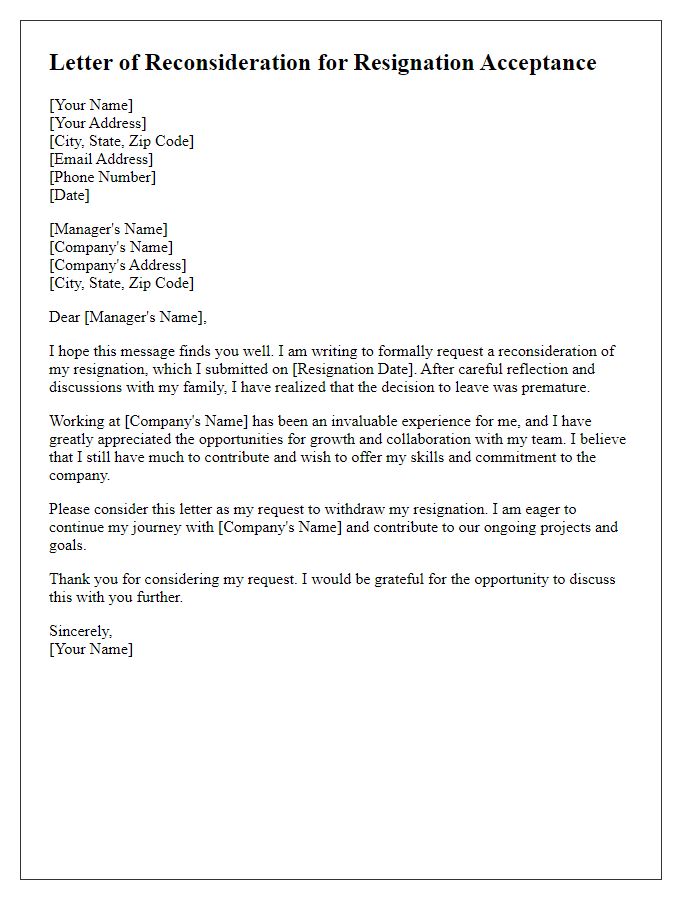 Letter template of reconsideration for resignation acceptance