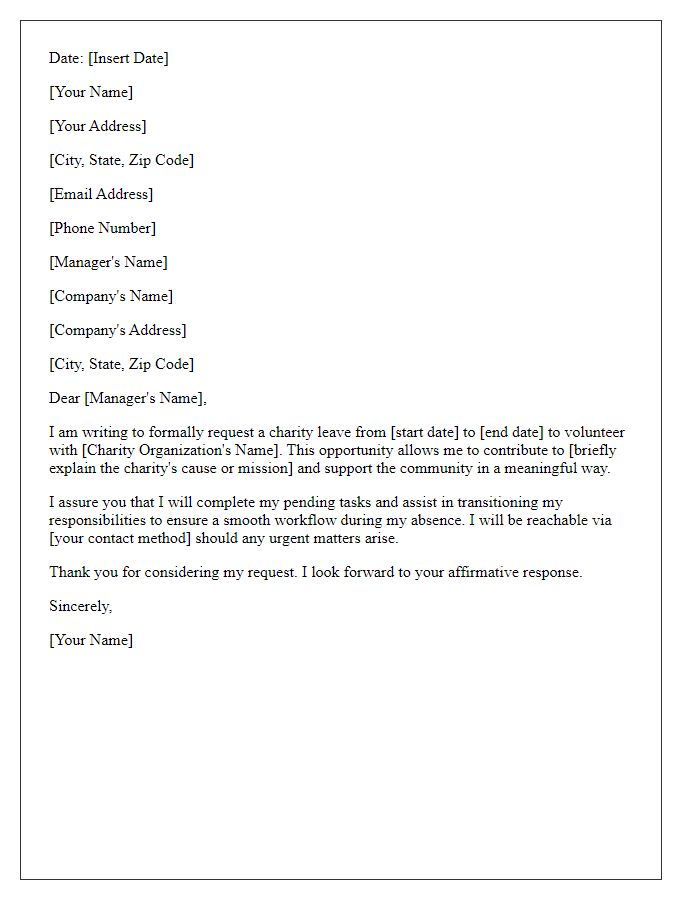 Letter template of charity leave request for approval