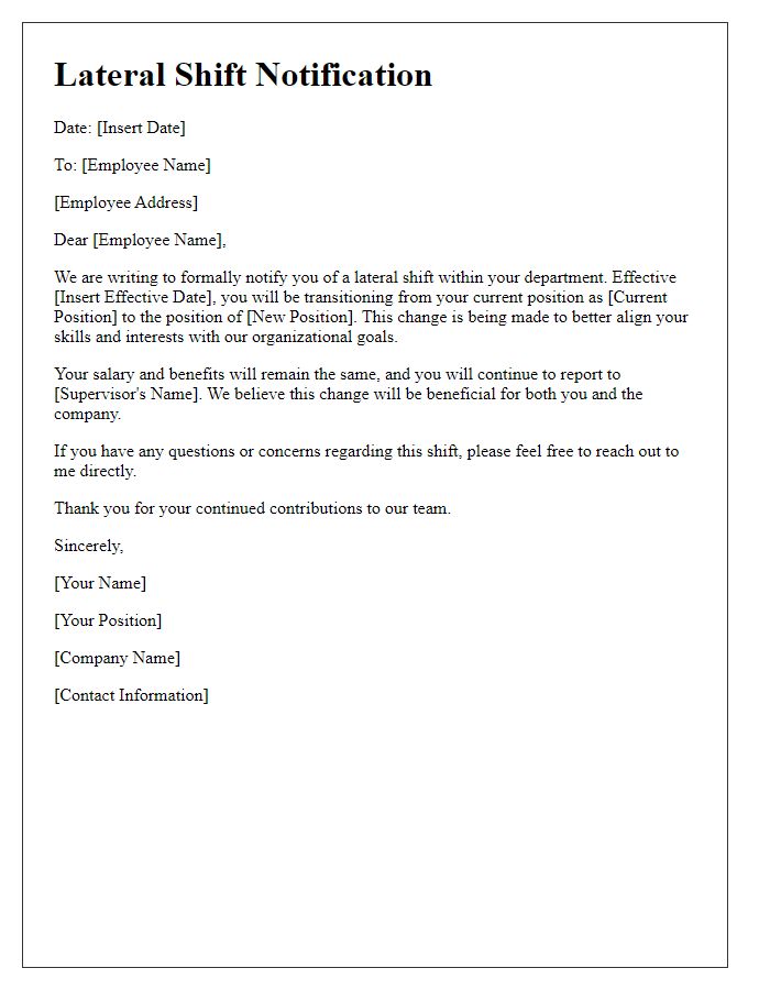 Letter template of lateral shift notification
