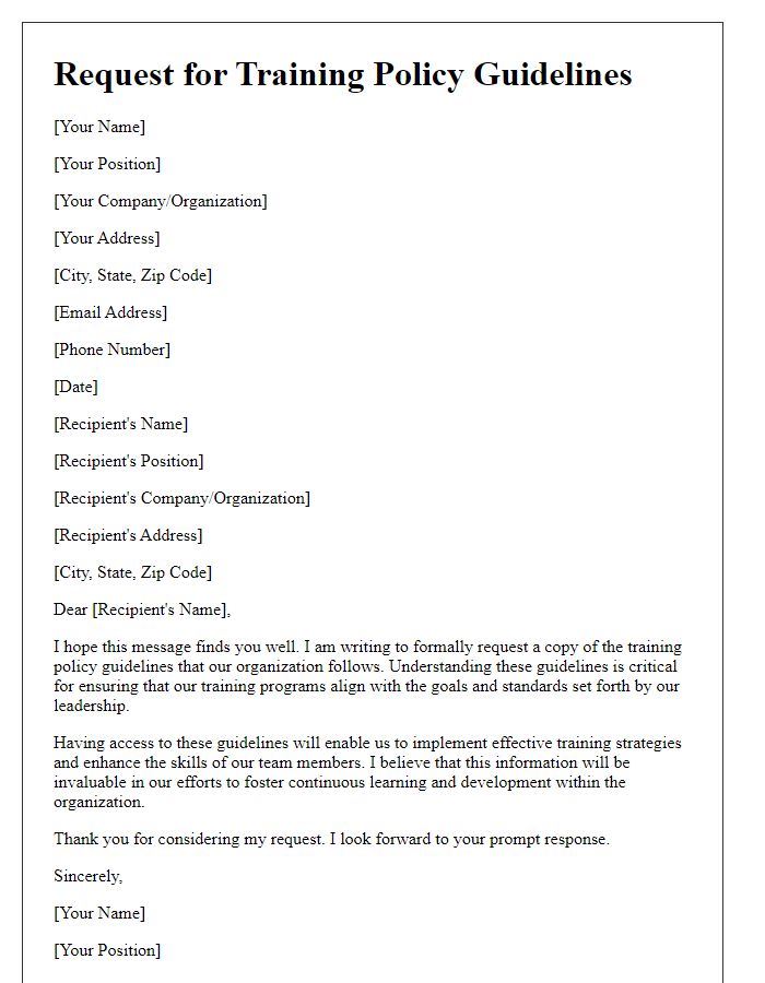 Letter template of request for training policy guidelines