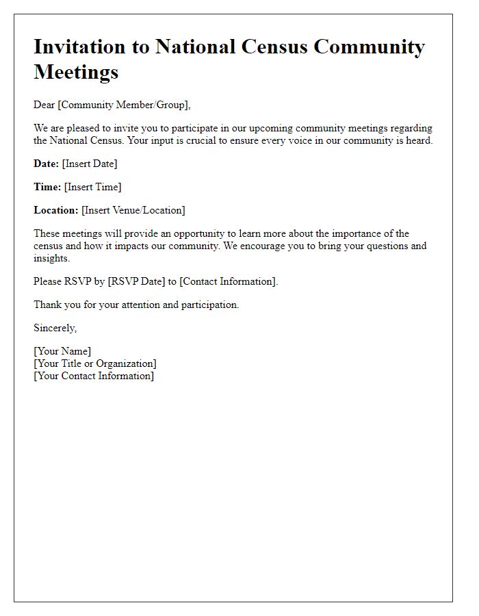 Letter template of invitation for national census community meetings