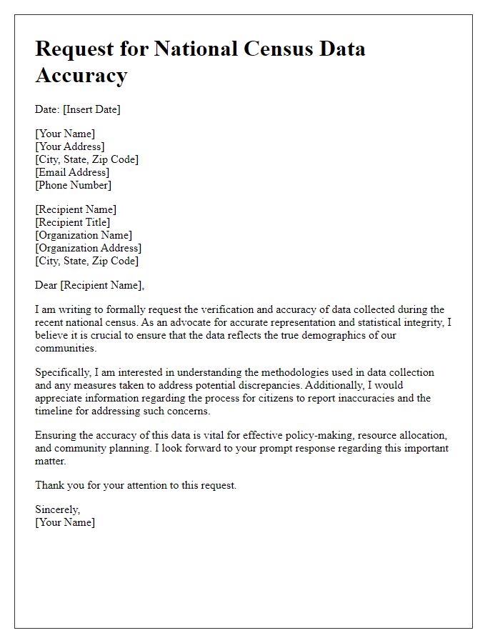 Letter template of request for national census data accuracy