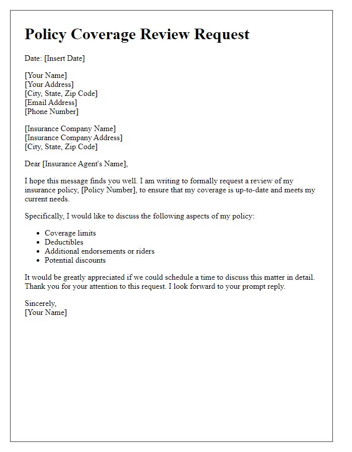 Letter template of policy coverage review request