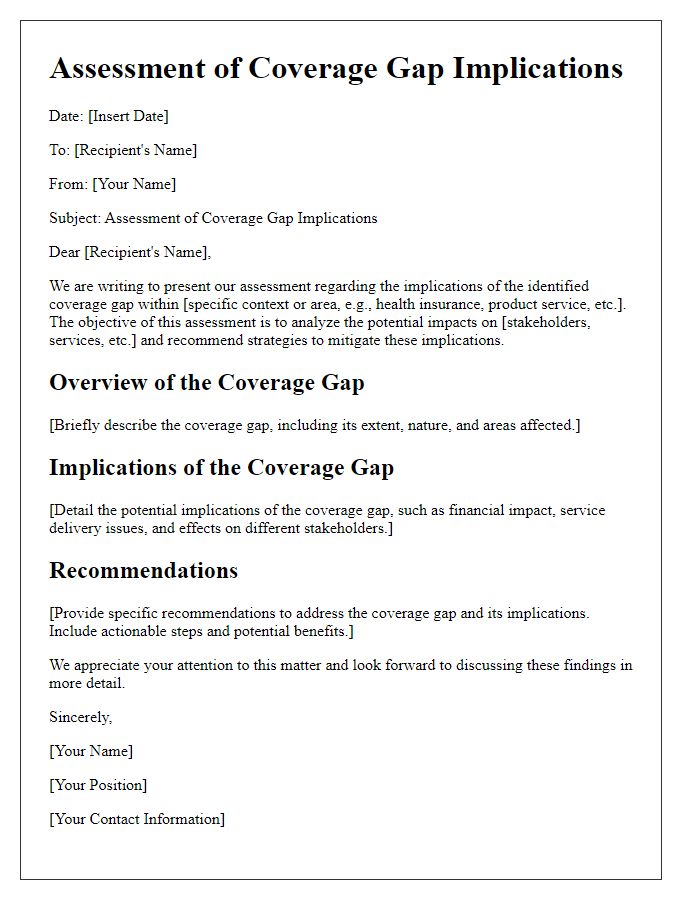 Letter template of assessment of coverage gap implications