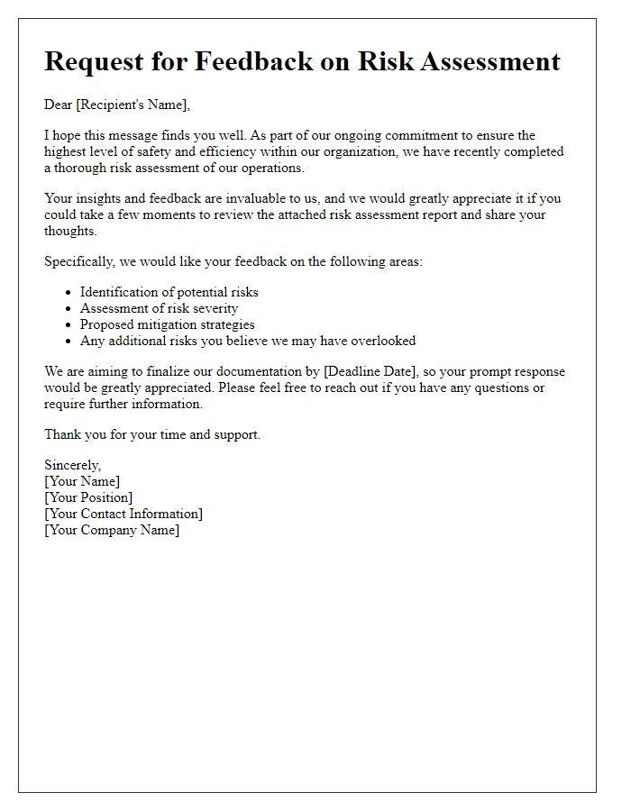 Letter template of risk assessment feedback solicitation