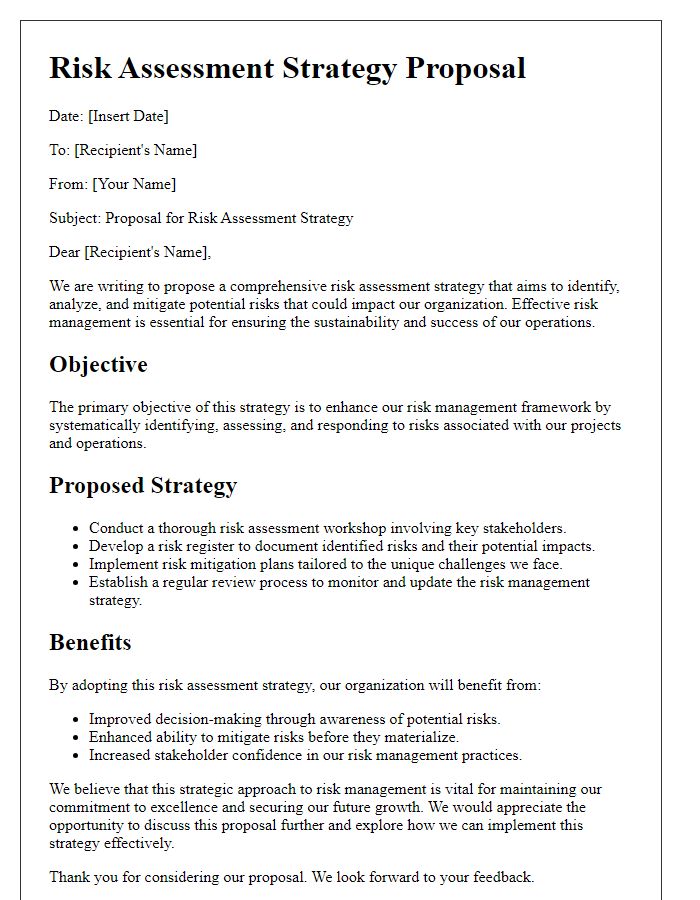 Letter template of risk assessment strategy proposal