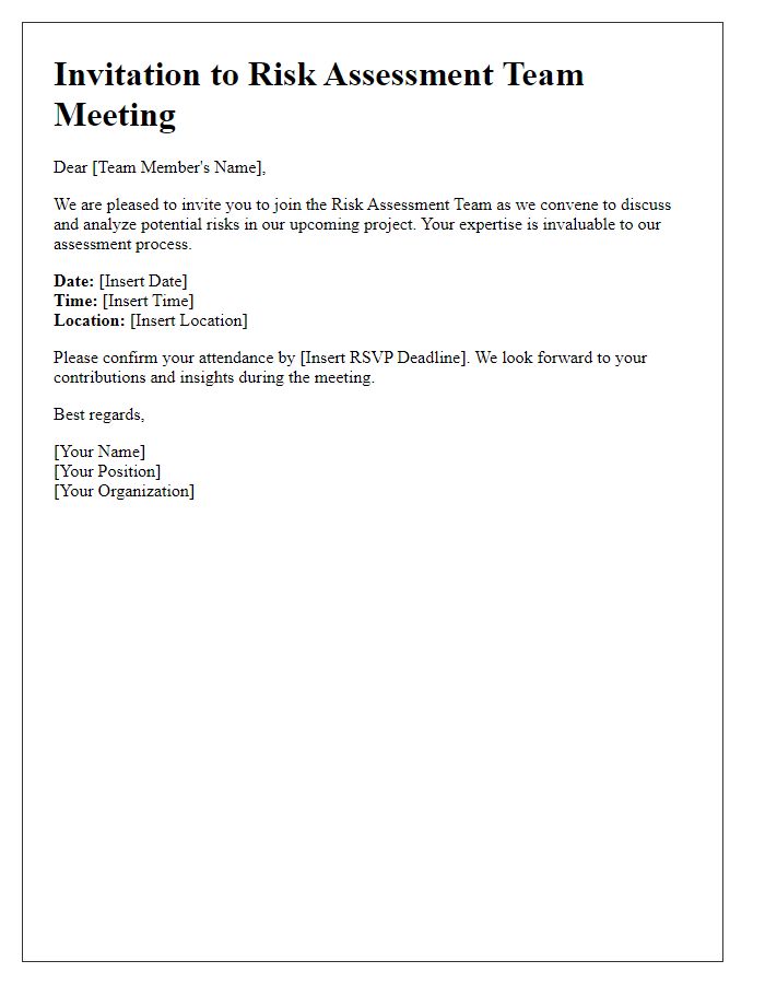 Letter template of risk assessment team invitation