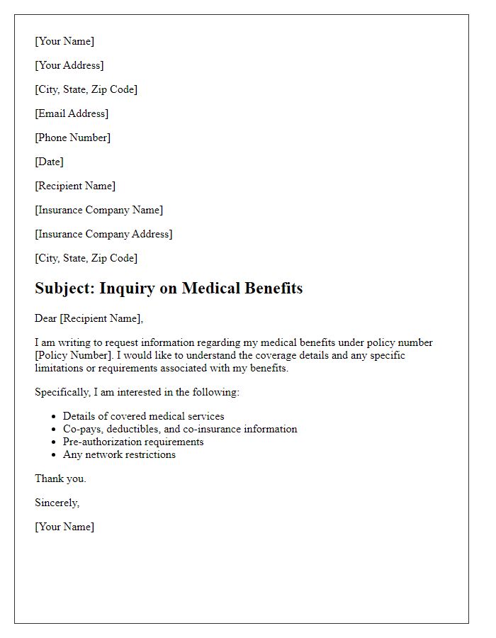 Letter template of rapid medical benefits inquiry