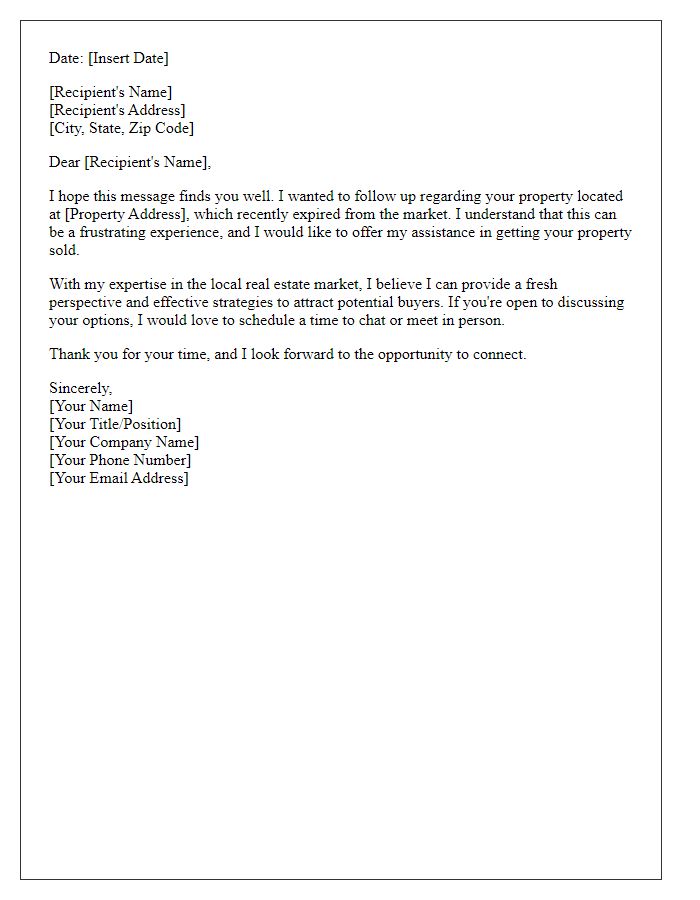 Letter template of expired property follow-up