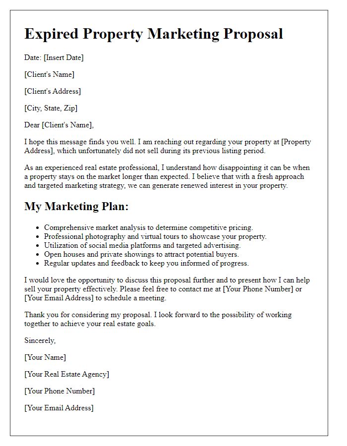 Letter template of expired property marketing proposal