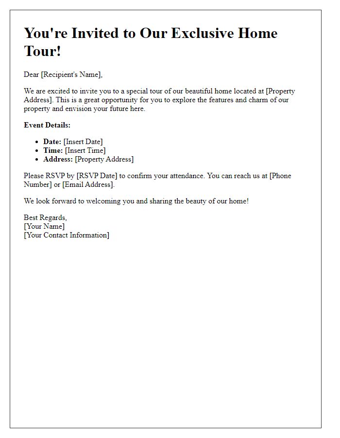 Letter template of invitation to home tours for interested buyers