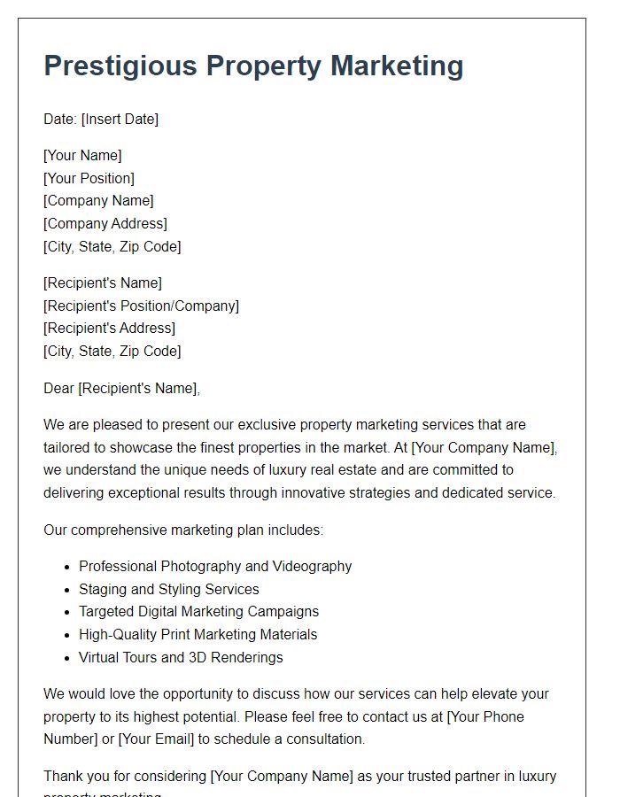 Letter template of prestigious property marketing