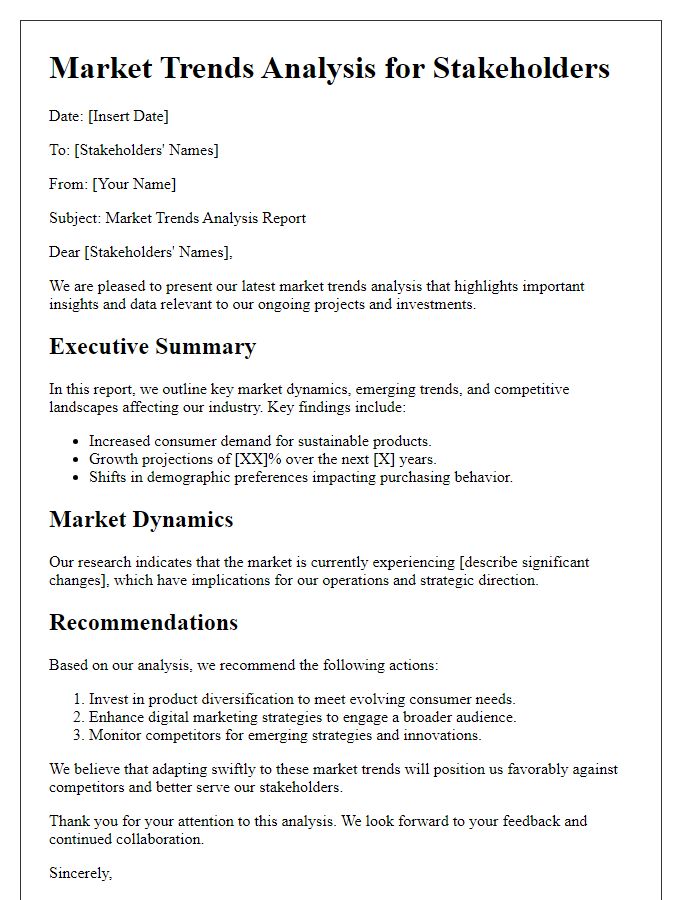 Letter template of market trends analysis for stakeholders