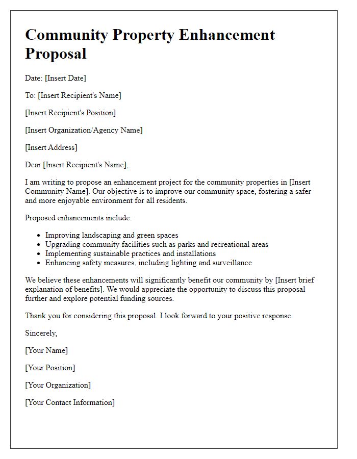 Letter template of community property enhancement proposal