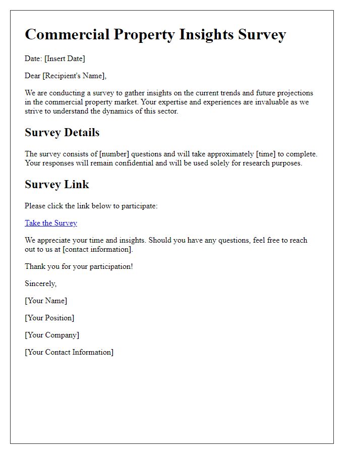 Letter template of commercial property insights survey