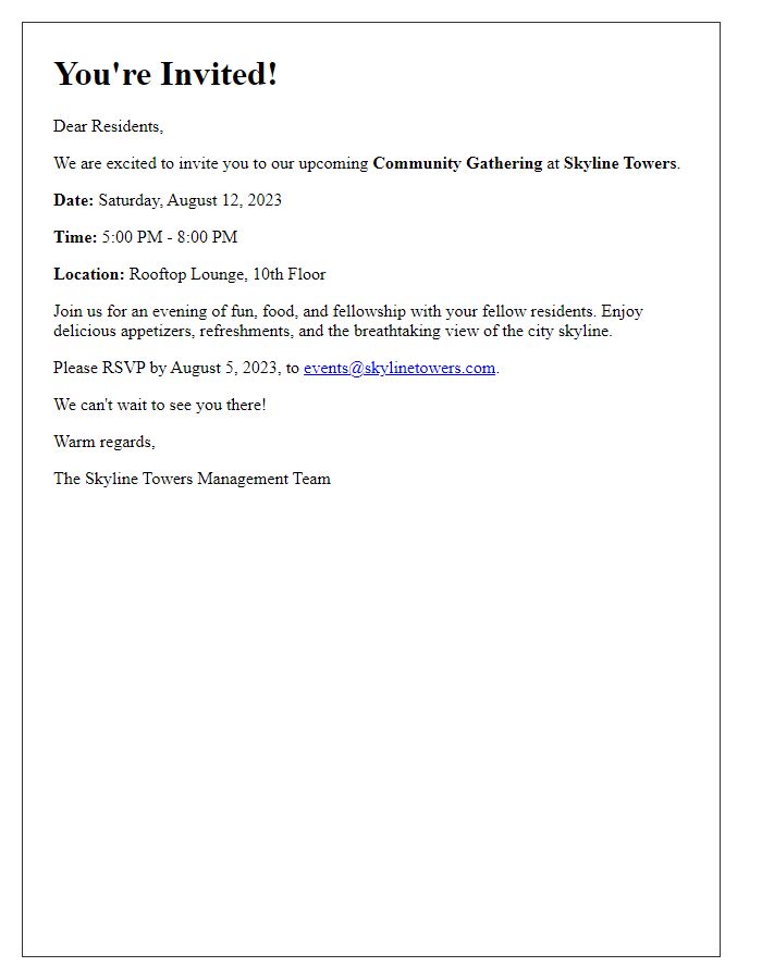 Letter template of high-rise condo event invitation