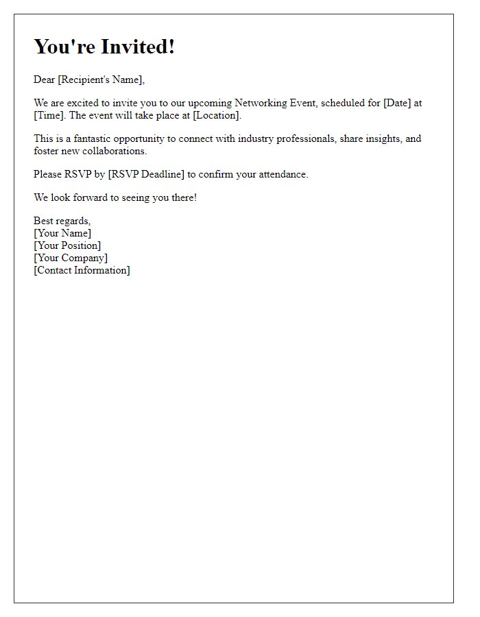 Letter template of networking event invitation