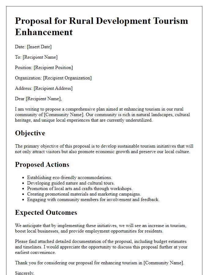 Letter template of rural development tourism enhancement proposal.