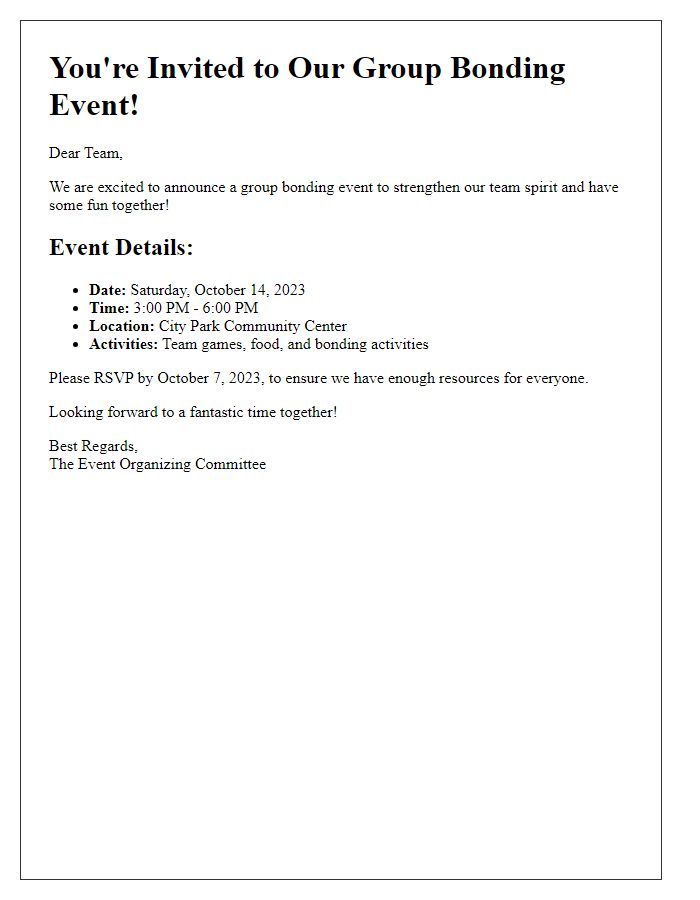 Letter template of group bonding event invitation