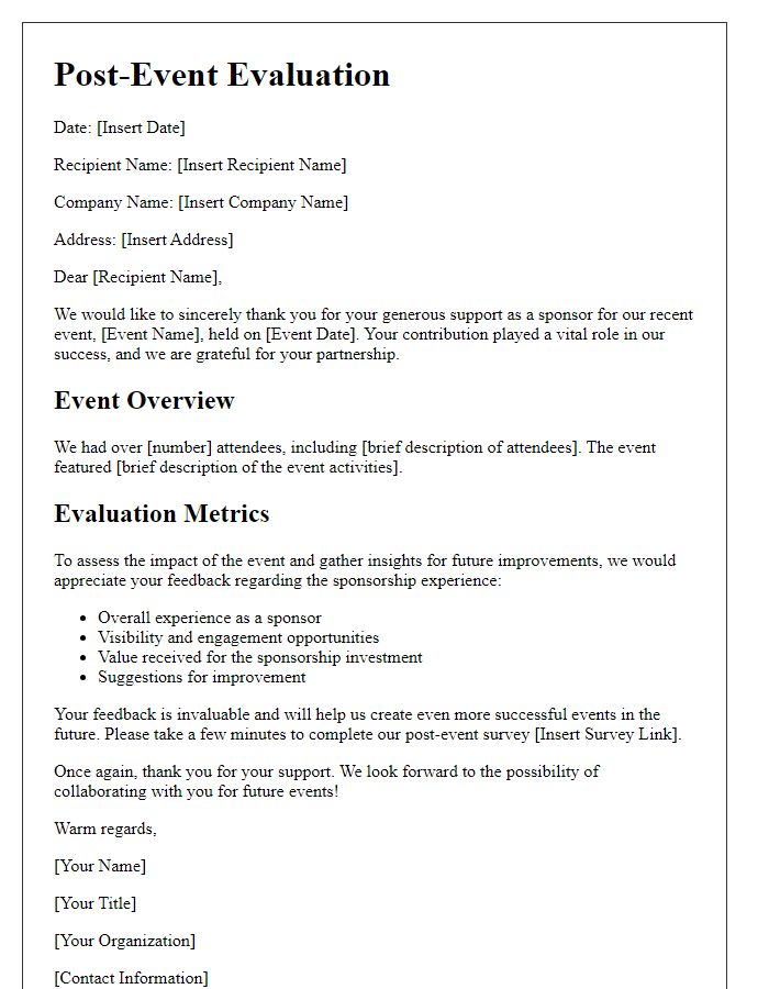 Letter template of post-event evaluation for sponsors