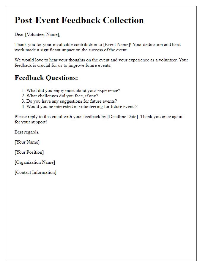 Letter template of post-event feedback collection for volunteers