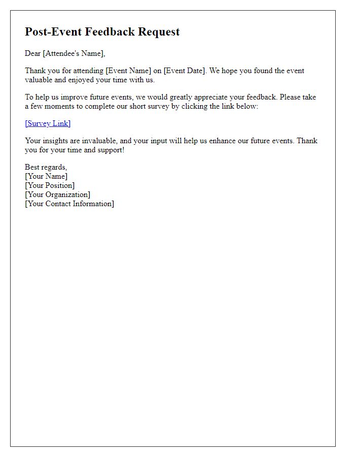 Letter template of post-event feedback request for attendees