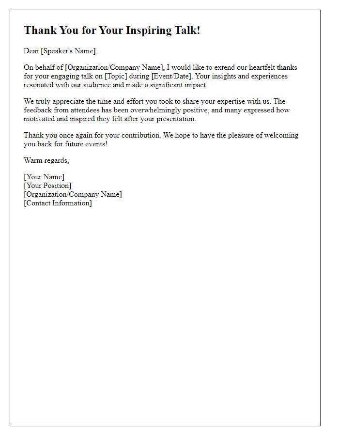 Letter template of thanks for guest speaker's engaging talk