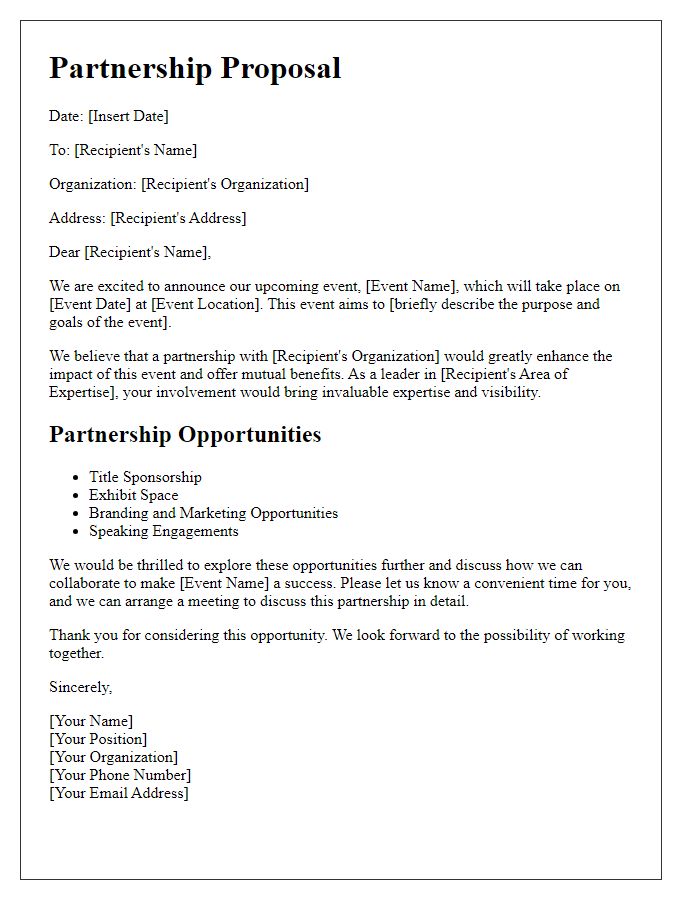 Letter template of event program partnership proposal