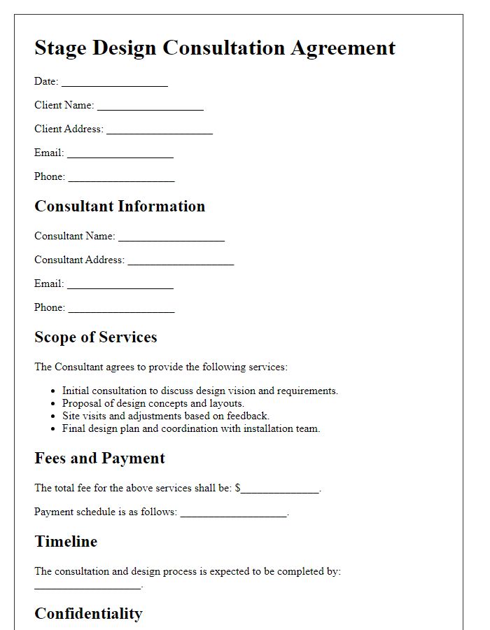 Letter template of stage design consultation agreement