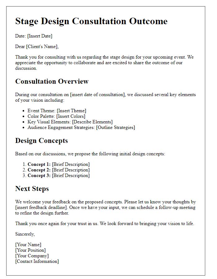 Letter template of stage design consultation outcome