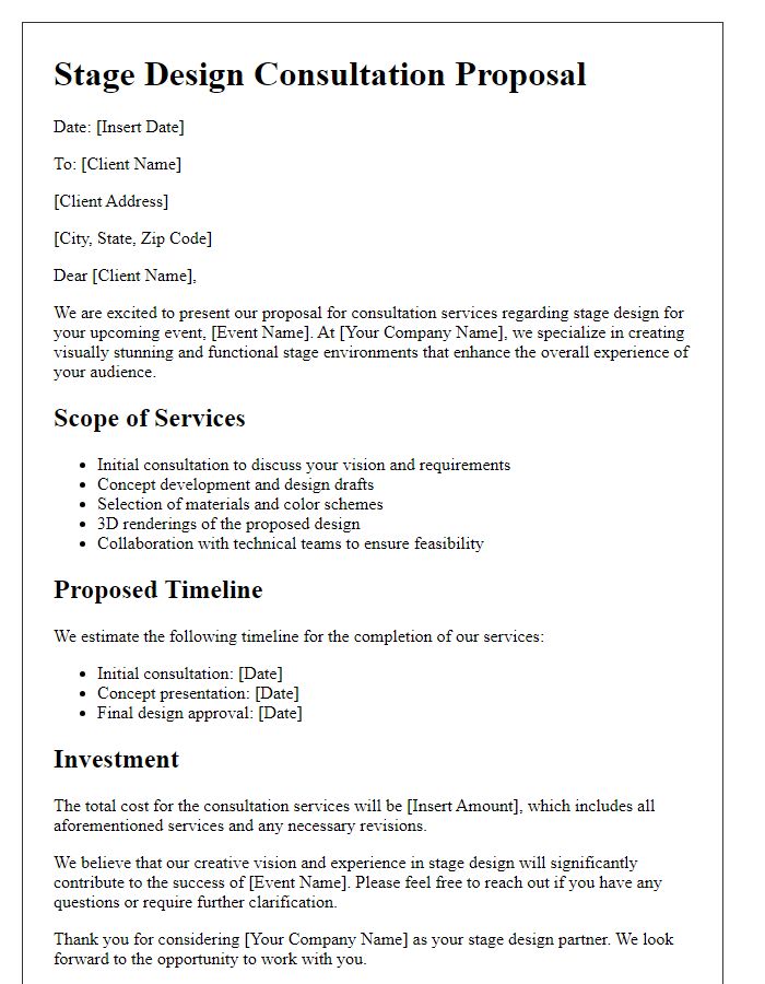 Letter template of stage design consultation proposal