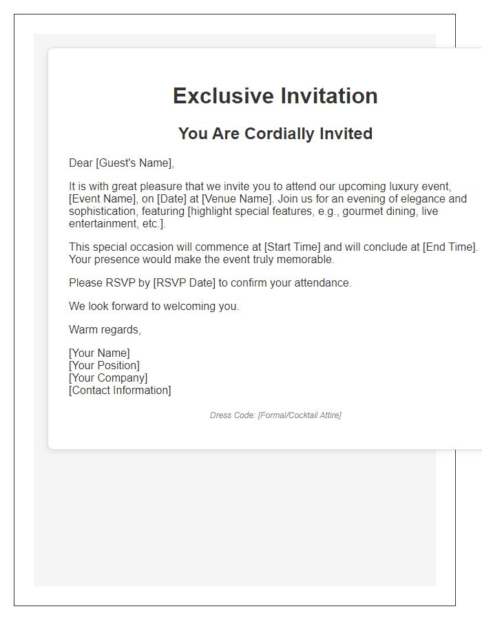 Letter template of Luxury VIP Guest Invitation