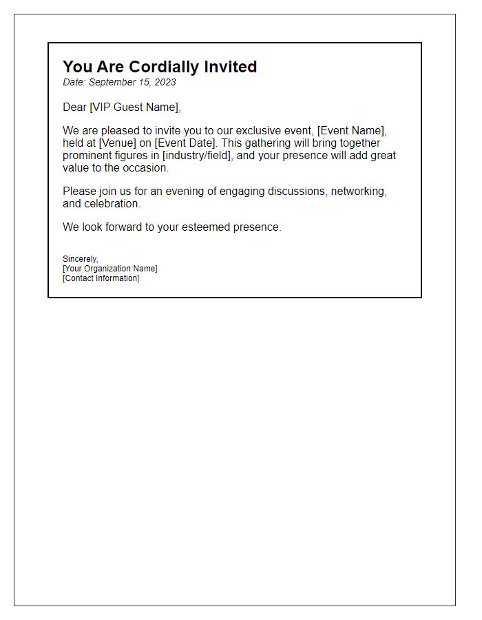 Letter template of Prestigious VIP Guest Invitation