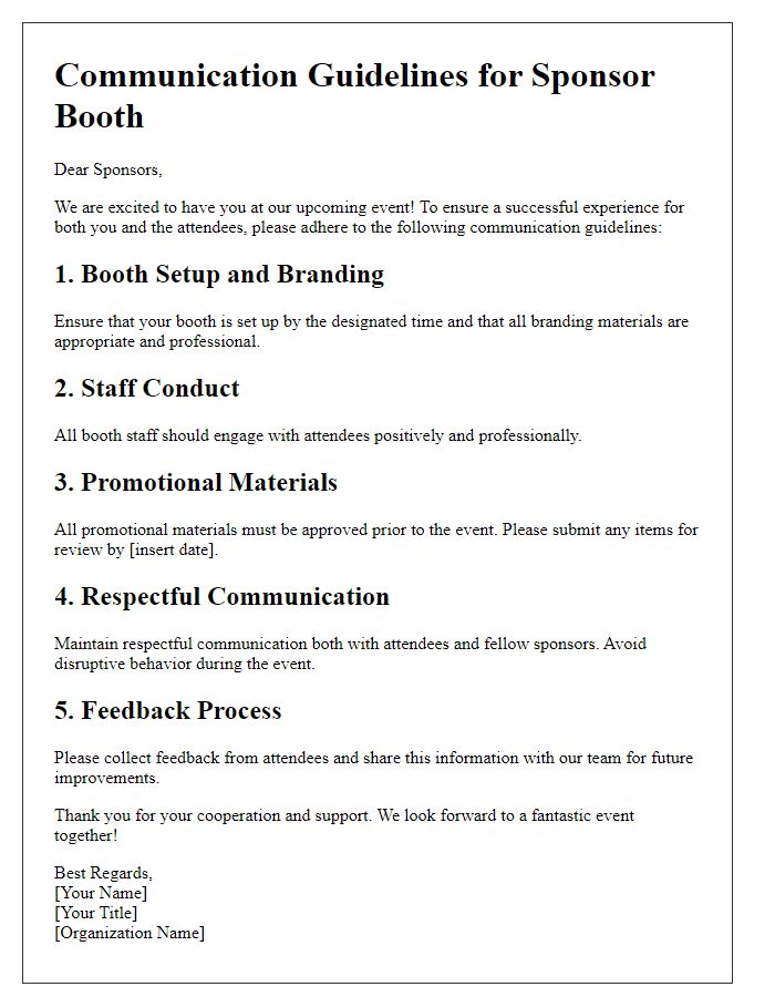 Letter template of sponsor booth communication guidelines