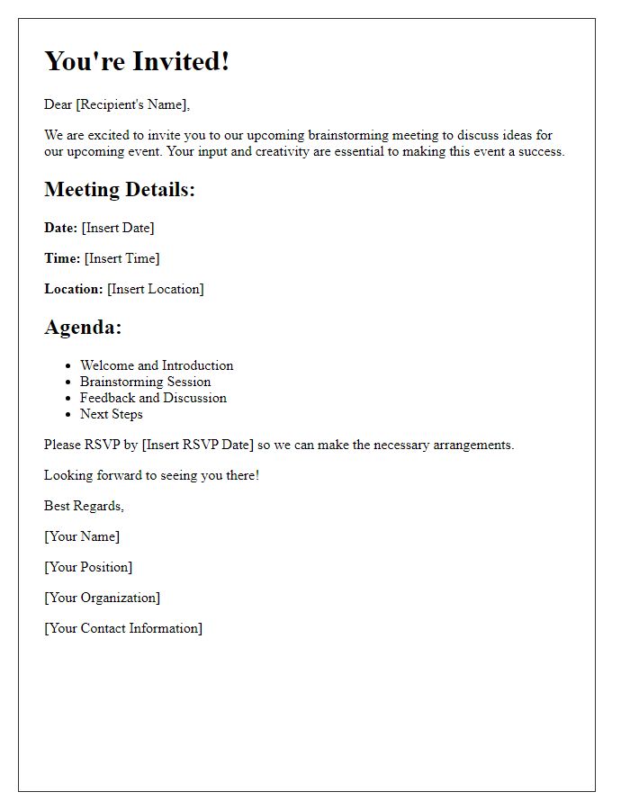 Letter template of invitation to event brainstorming meeting