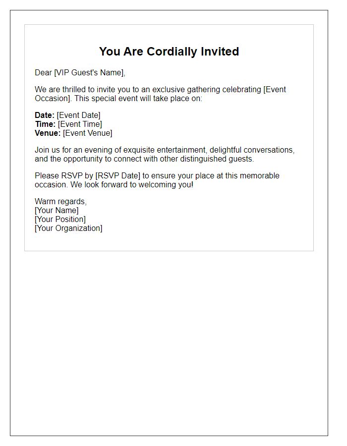 Letter template of VIP invitation for an exclusive gathering