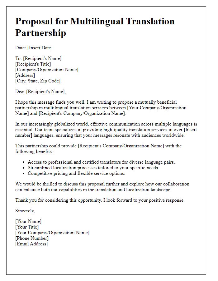 Letter template of proposal for multilingual translation partnership